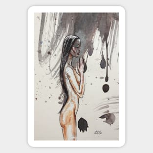 NUDE GIRL PRAYING Sticker